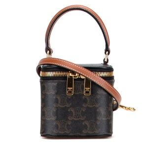 🔥🔥🔥AUTHENTIC Celine Mini Triomphe Coated Canvas Vanity Case Crossbody Bag